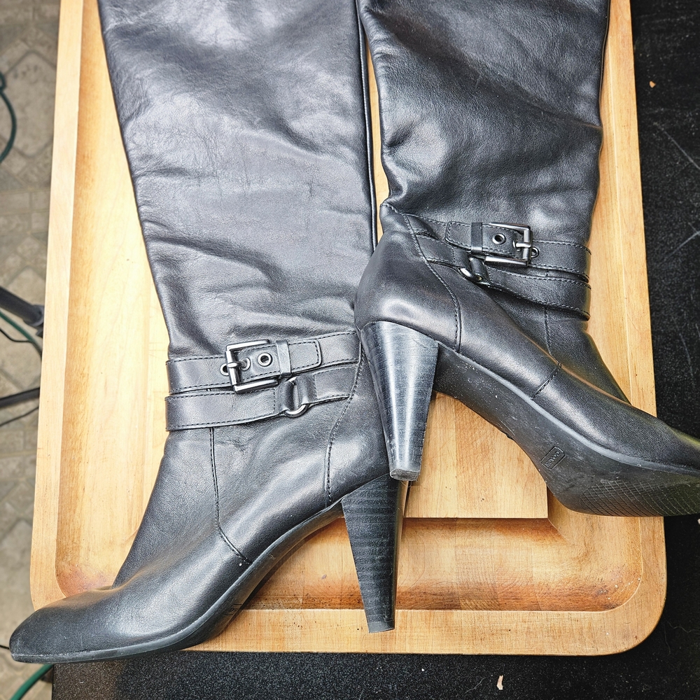 Coach Black Leather Heeled Boots